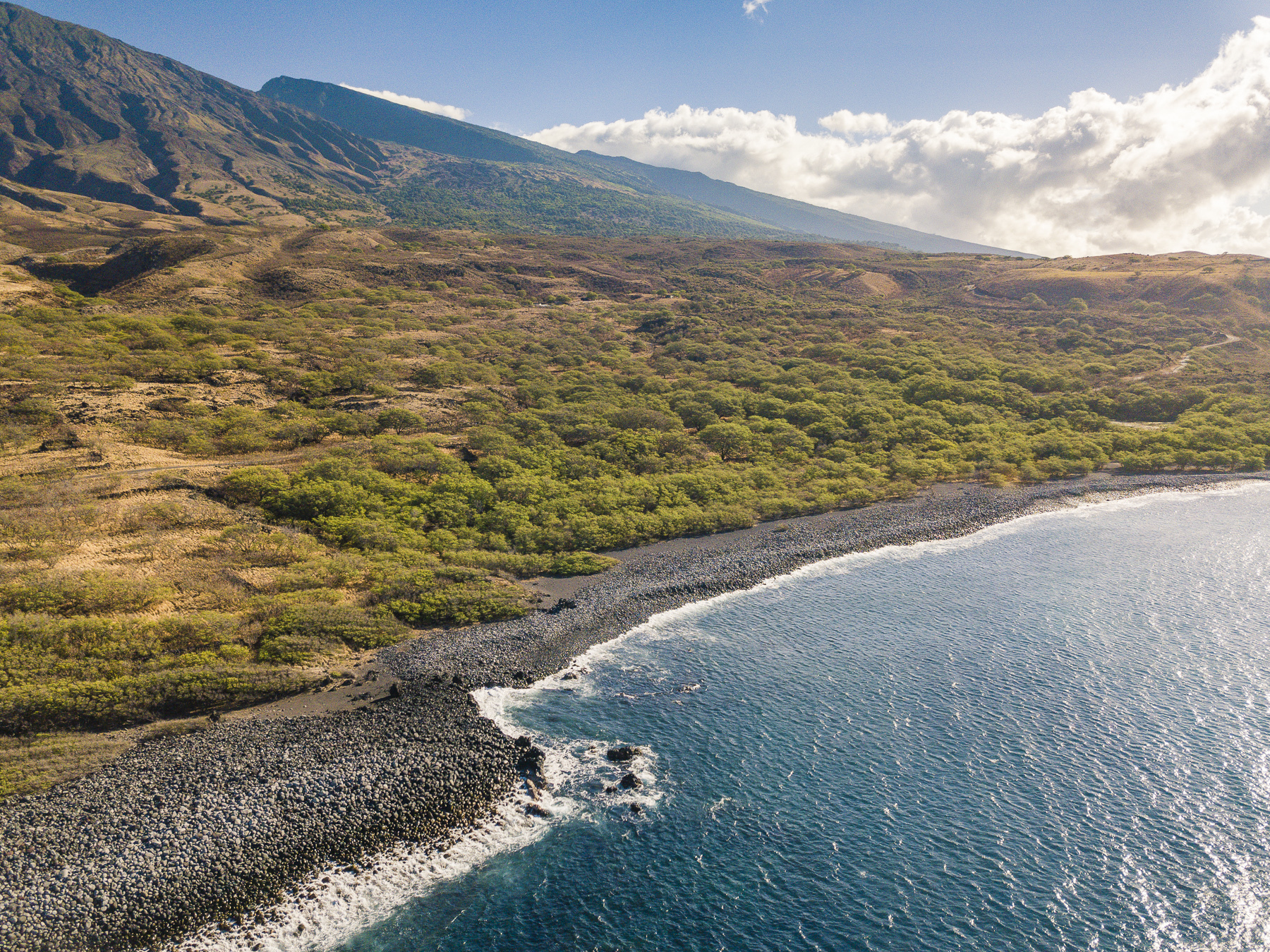 view of ocean with mountains in the background