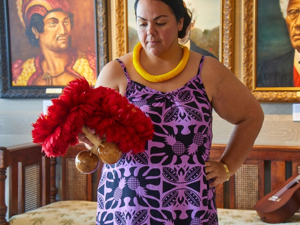 A person performing a hula dance