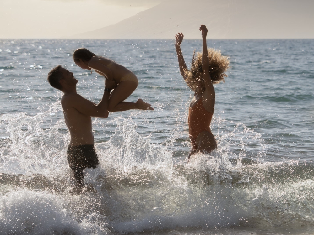 family at beach