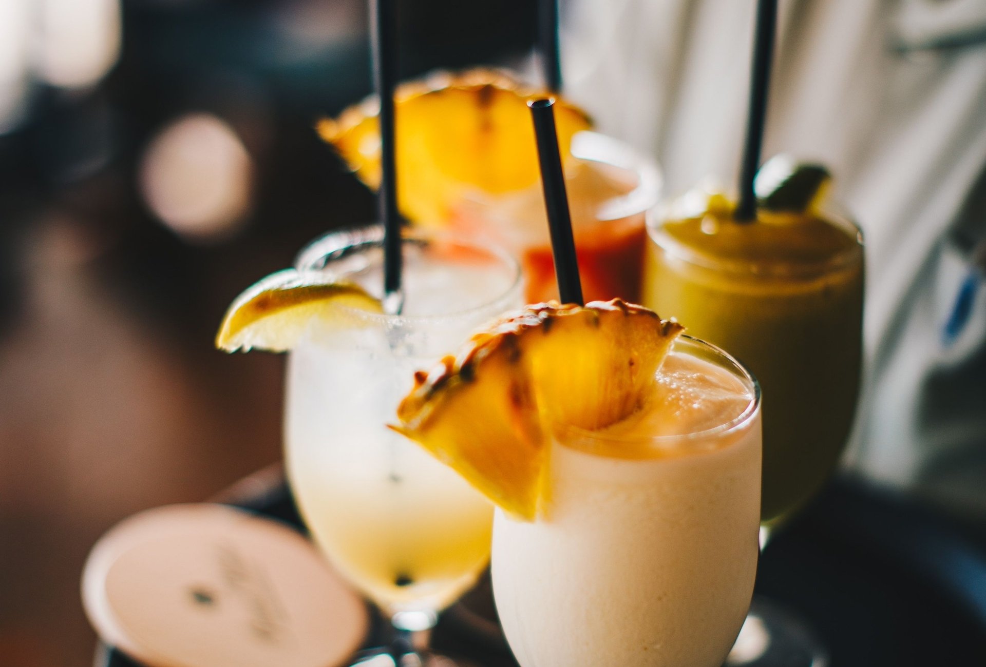 A tray of tropical drinks